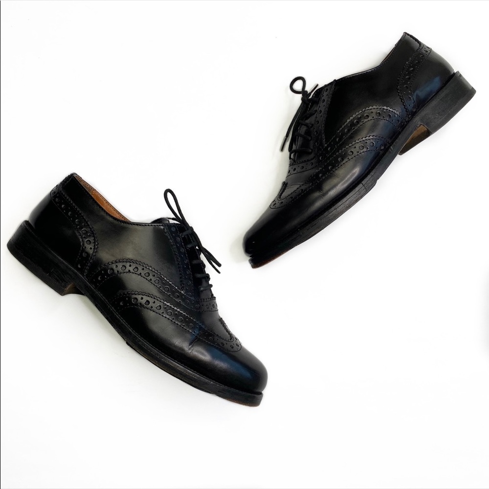 Bronx by Dijkmans Black Leather Lace up Oxfords